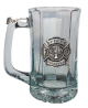 Glass Mug with Thumbpiece and Firefighter Emblem