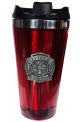 Red Thermal Mug with Firefighter Emblem